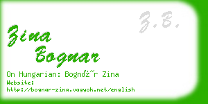 zina bognar business card
